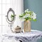Boho Glass Flower Vase with Rattan Cover, Farmhouse Flower Bud Vase, Round Decorative Flower Vase Floral Container Flower Bottle for Floral Arrangements Housewarming Party Home Decor (L)